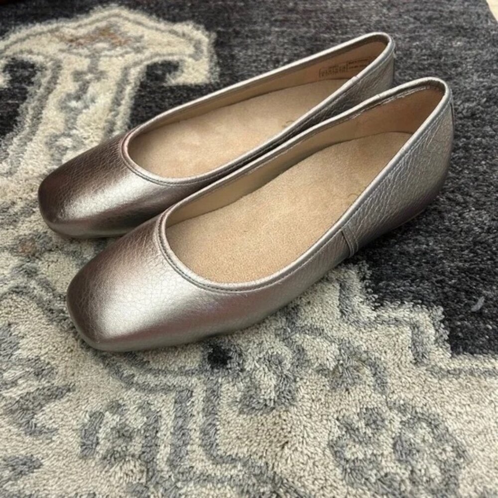 Silver Leather Flats